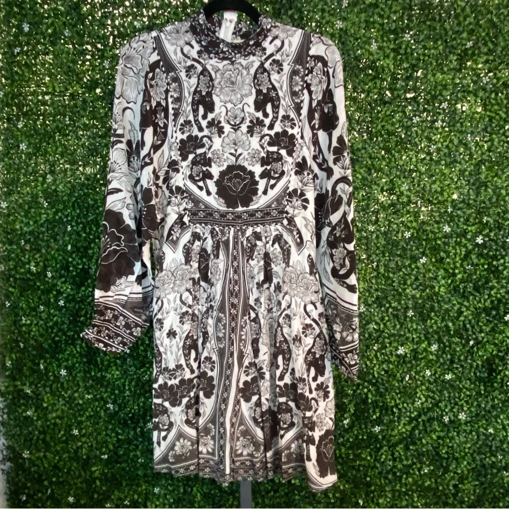 F3 Farm Rio Flower Leopards Long Sleeve Dress